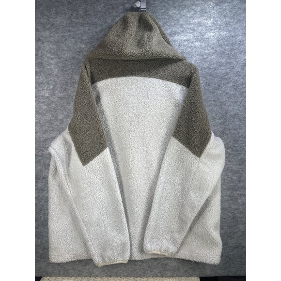 All In Motion Men's Sherpa Fleece Zip-Up Hoodie Jacket XXL Brown & White - Picture 5 of 7